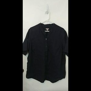 J Jill 2XL Blue Button Down Short Sleeve Shirt